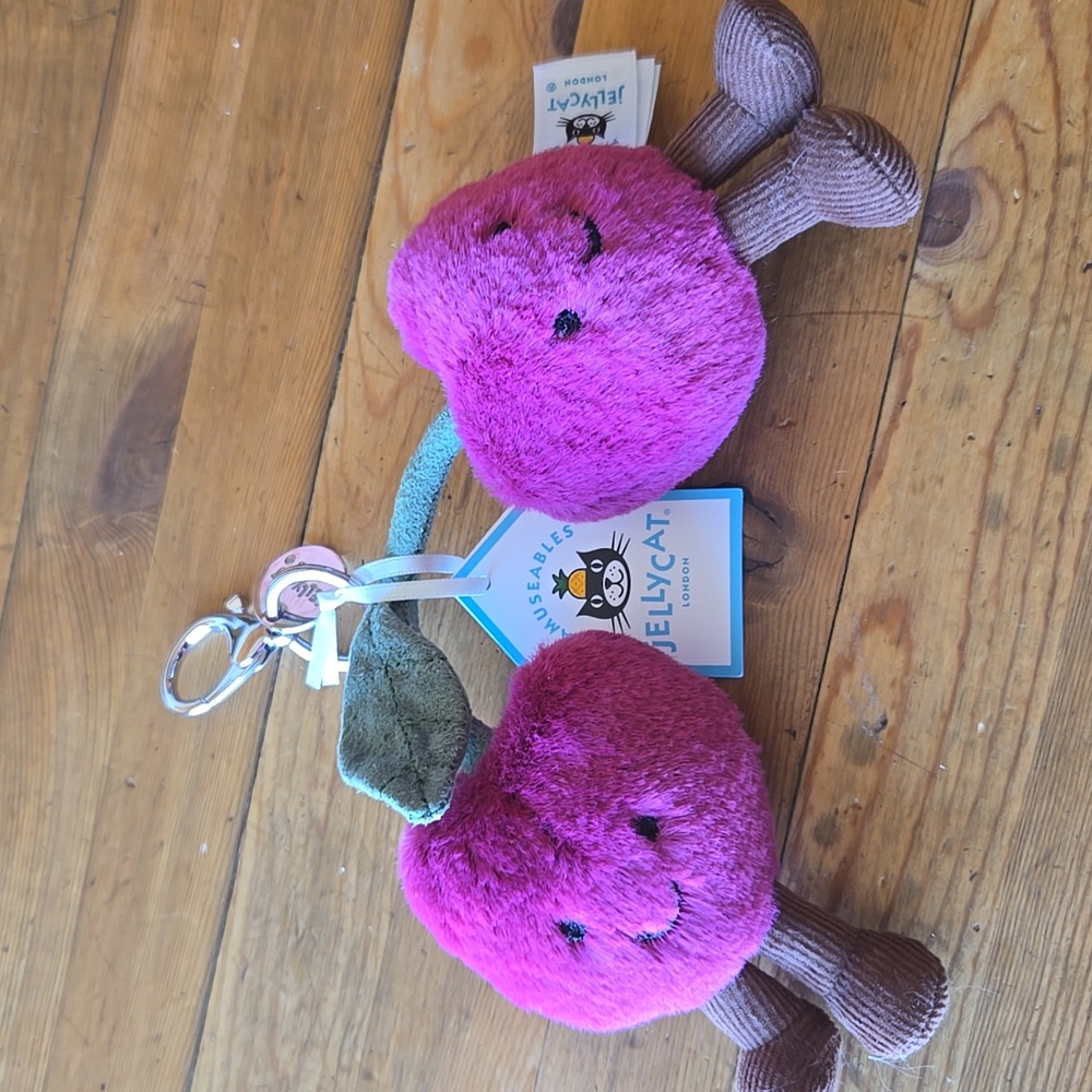 Jellycat Amuseables Cherries Bag Charm 6.3x5.1x2" Soft & Plush NWT Authentic - Picture 4 of 6